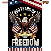 WENWELL American 250 Garden Flag,USA 250th birthday Anniversary Patriotic Banner Double-Sided with Eagle Design, 1776-2026 Commemorative, 28 x 40 Inch