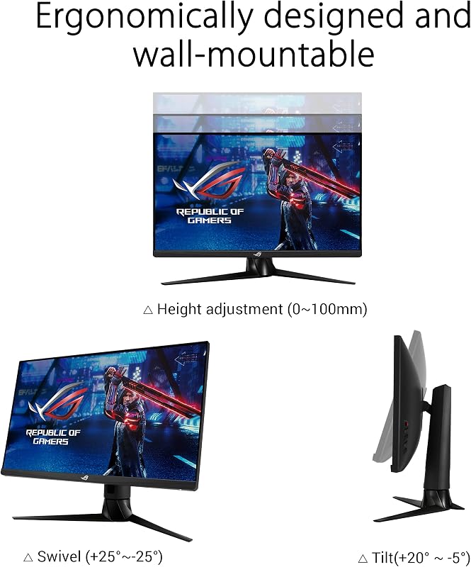 ROG Strix XG27UQR Monitor Gaming 27”, 4K (3840x2160), 144Hz, IPS, Tempo Di Risposta 1ms, G-SYNC, DisplayHDR 400, Display Stream Compression, DCI-P3 90percento, Posizione Regolabile, Nero