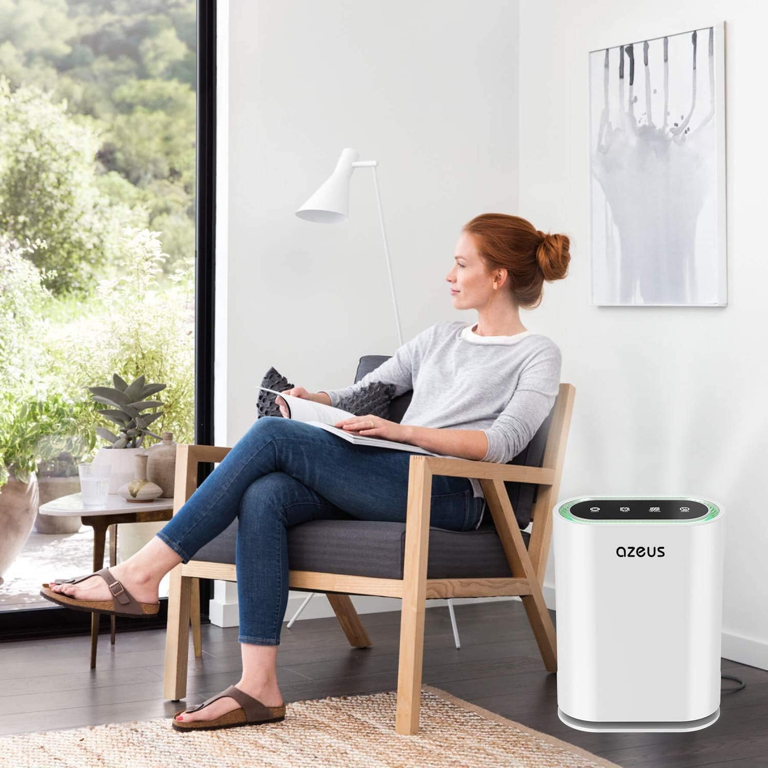 AZEUS 7-in-1 Air Purifier for Large Room to 540 ft²,True HEPA Filter with UV-C Sanitizer and Smart Sensor, Eliminates Germs, Filters Allergies, Pollen, Smoke, Dust Pet Dander, Mold Odors,Night Light: Home & Kitchen