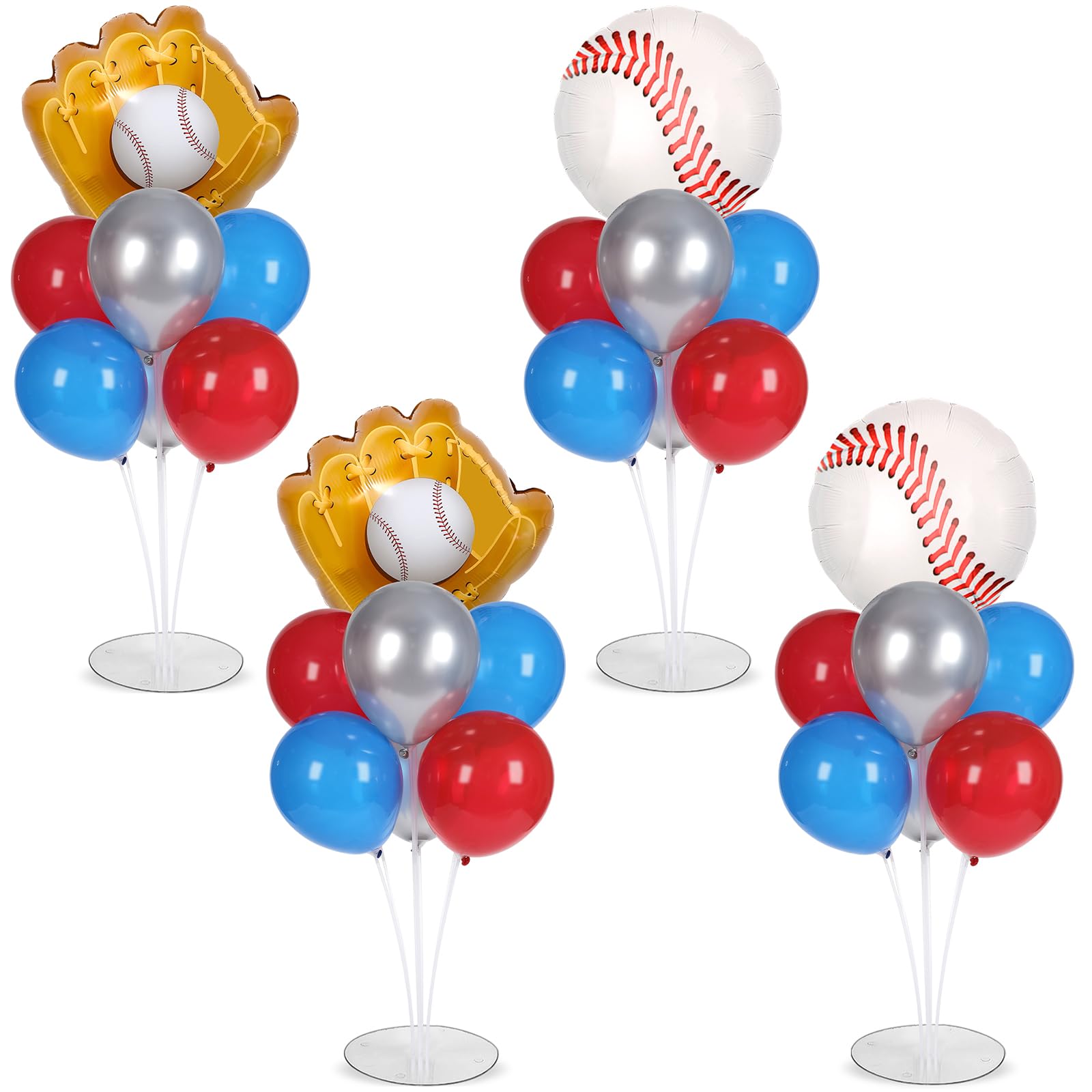 Photo 1 of 4 Sets Baseball Party Balloons Stand Kit with Baseball Glove Foil Balloons Sport Themed Party Ball Balloon Centerpiece for Tables for Game Sports Birthday Baby Shower Decoration