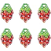 DanLingJewelry 10Pcs Red Strawberry Glass Seed Bead Charms Handmade Beaded Fruit Dangle Charms for DIY Jewelry Necklaces Earrings Making