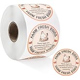 MOMOTONX 500 Pcs Farm Fresh Eggs Carton Labels Stickers 2 Inch Unwashed Egg Packaging Stickers for Chicken Duck Quail