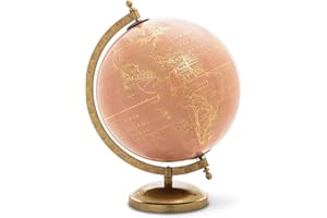 Abbott Collection 57-LATITUDE-01 Spinning Small Decorative Globe, Pink/Gold, 11" H