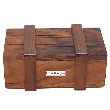 Desi Karigar Handmade Indian Wooden Puzzle Magic Box Game (Brown)