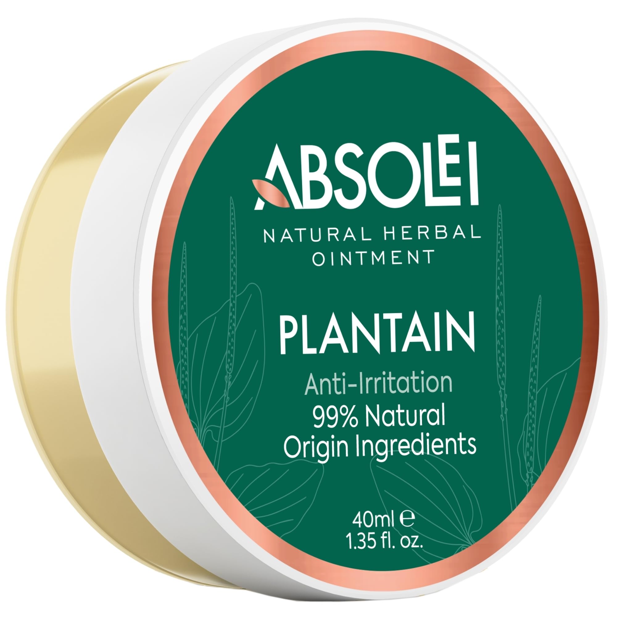 Absolei Plantain Ointment, Natural Ointment for Itching, Rashes and Mosquito Bites, 40 ml (Pack of 1)