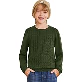 Arshiner Boys Sweater Long Sleeve Cable Knit Crewneck Pullover Winter Tops | Classic School Uniform Sweater,Soft Warm Textured Knitwear,Kids Fall Clothes 4-12 Years