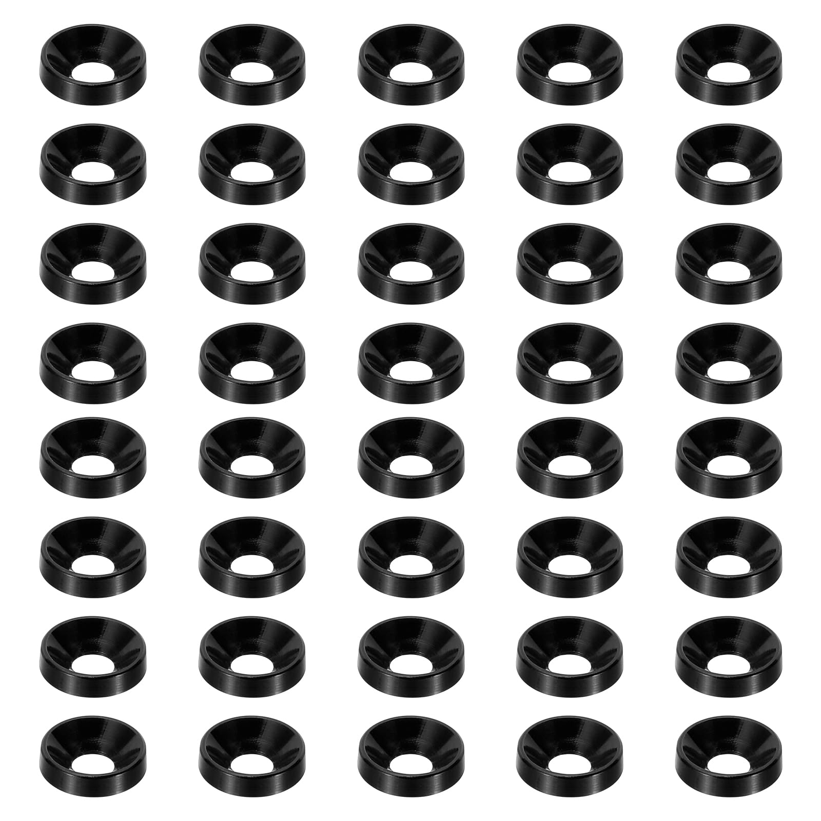 PATIKIL M3 Finish Countersunk Washer, 40pcs Anodized Aluminum Alloy Flat Cup Head Screw Gasket Bolt for Mechanical Accessories Parts DIY Models, Black
