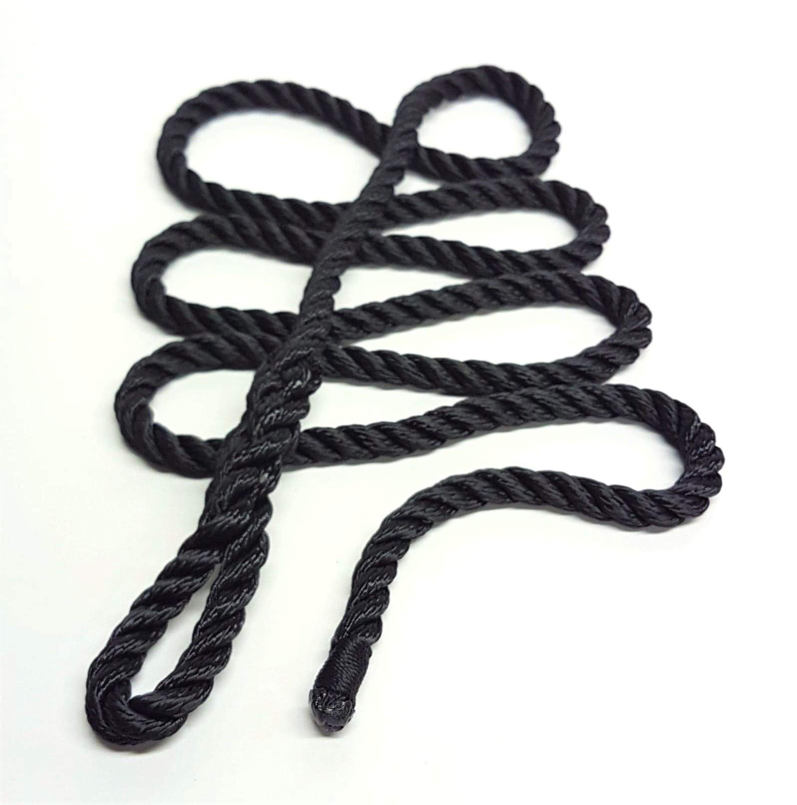 Rota Marine 3 strand 10mm 1.5Mt Black Fender Rope Tie Fender Line Spliced Polyester - Pack: 8