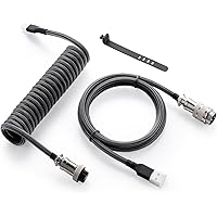 GUNMJO Pro Custom Coiled USB C Cable for Gaming Keyboard, Double-Sleeved Mechanical Keyboard Cable with Detachable Metal Avia