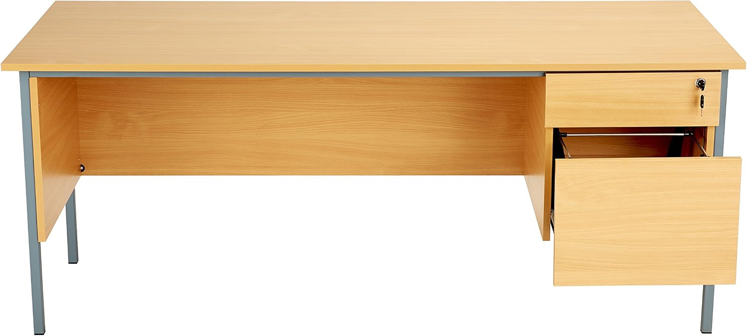 Office Hippo Eco 18 Desk with Two Drawer Pedestal, Beech, 180 cm x 75 cm - Image 3
