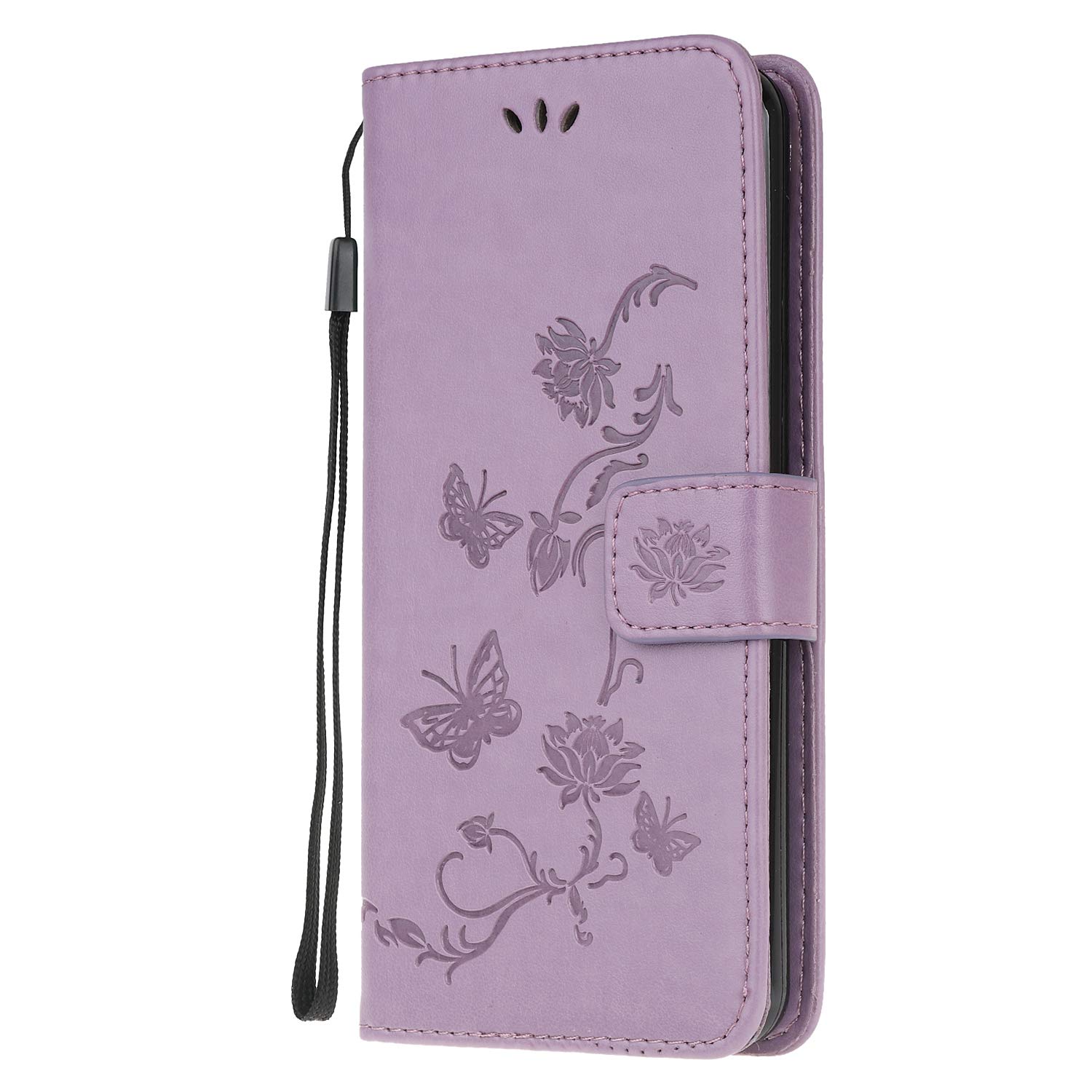 Nokia 5.3 Case Shockproof Leather Wallet Book Flip Folio Magnetic Stand View Case for Nokia 5.3 Phone Case Cover Cute Lotus Pattern, Light Purple