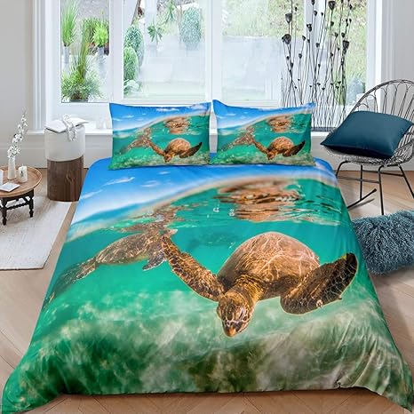 Amazon Com Feelyou Sea Turtle Bedding Set Twin Size For Kids Boys Child Ocean Theme Duvet Cover Set Underwater World Comforter Cover Animals Tortoise Sea Aquarium Marine Life Creatures Blue Decor 2 Pcs Home