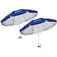 AMMSUN XL Chair Umbrella with Universal Clamp Adjustable 52 inches and 360-degree Swivel UPF 50+, Portable Clamp on Camping or Beach Chair, Stroller, Wheelchair, Golf cart, Blue, 2 PACK