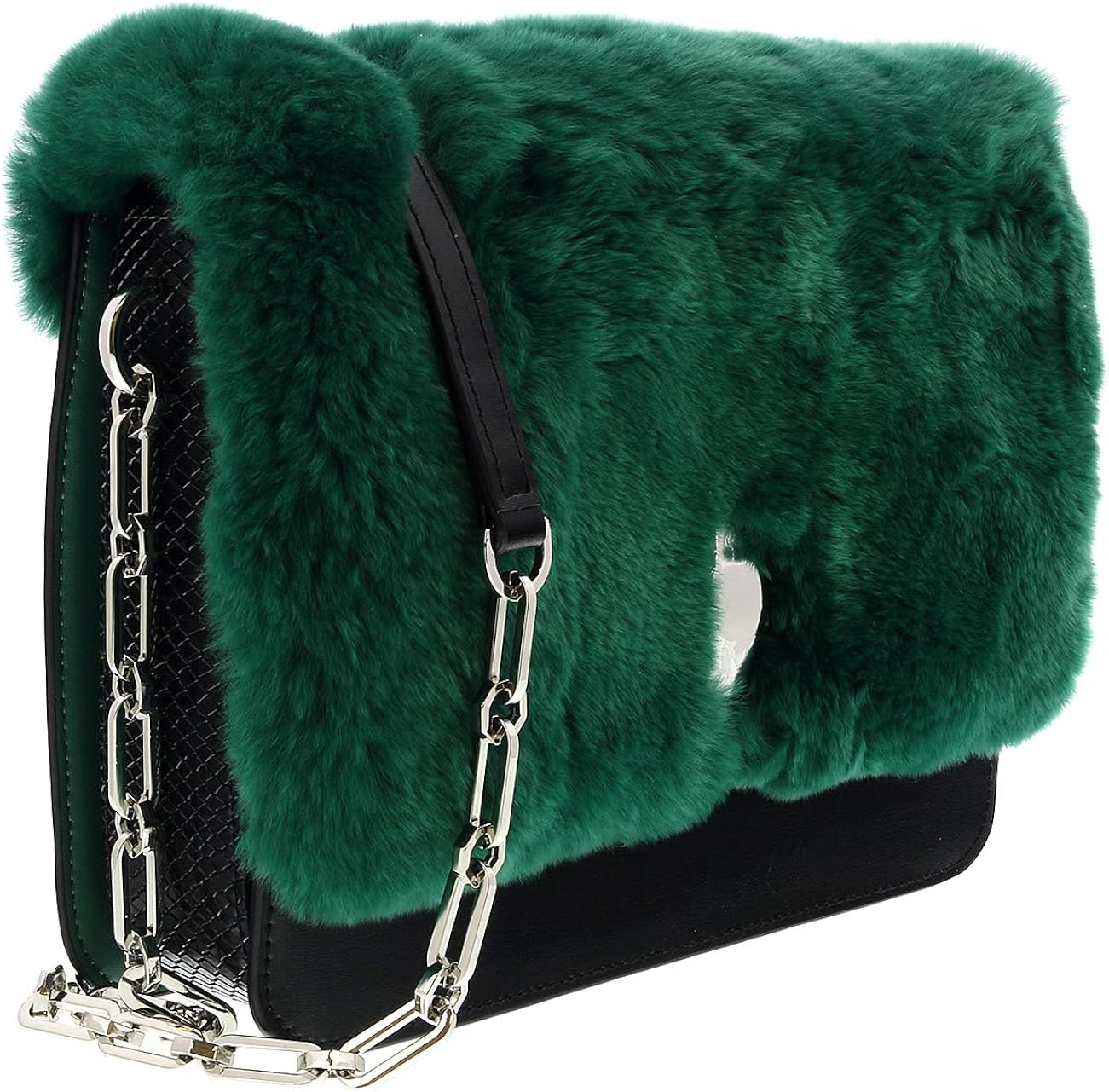 green fur bag