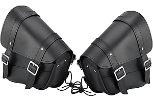 GARGOYLE BELLS Motorcycle Saddle Bags Solo Swing Arm Bag For Sportster Softail PVC Waterproof Motorcycle Luggage Bags for Motorcycle or Bike (Right Side + Left Side, Black)