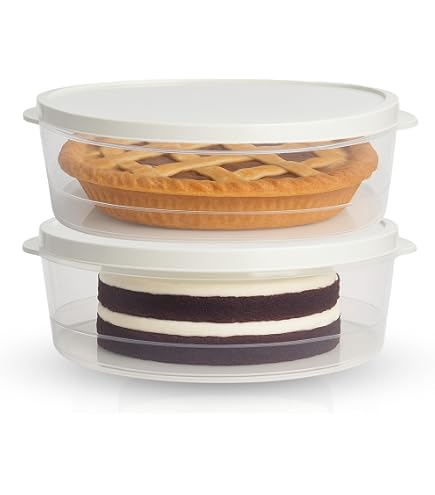 Boîtes à Tarte Plastique Avec Couvercle - Lot De 3 (28 Cm Diamètre) - Multicolores, Empilables, Micro-ondes