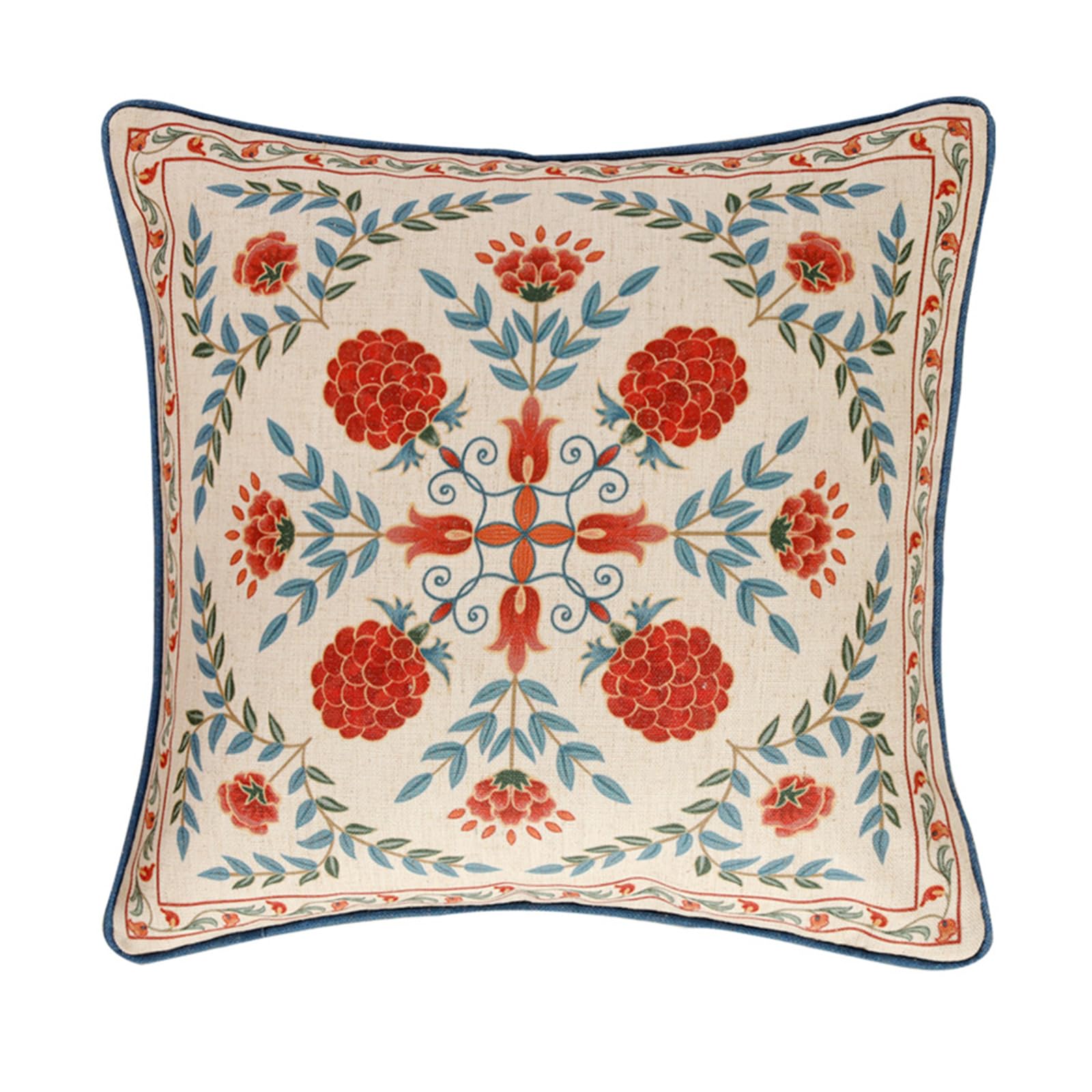 Photo 1 of patdrea Designer Throw Pillow Covers,Square Brilliant Vintage Red Tropical Linen with Floral Pattern Pillow Cover,Decorative Pillowcases Cushion for Bed Living Room Outdoor Car,18"x18"