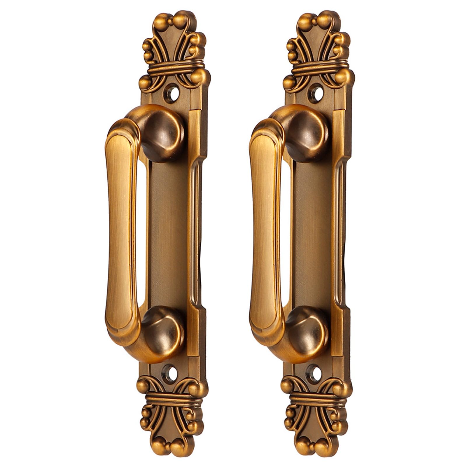 SEAFRONT 2Pcs European Style Antique Zinc Alloy Door Pull Handle Set Cabinet Hardware Accessory for Home Decor Front Door