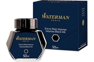 Waterman Fountain Pen Ink, Intense Black, 50ml Bottle, For Refillable Fountain Pens
