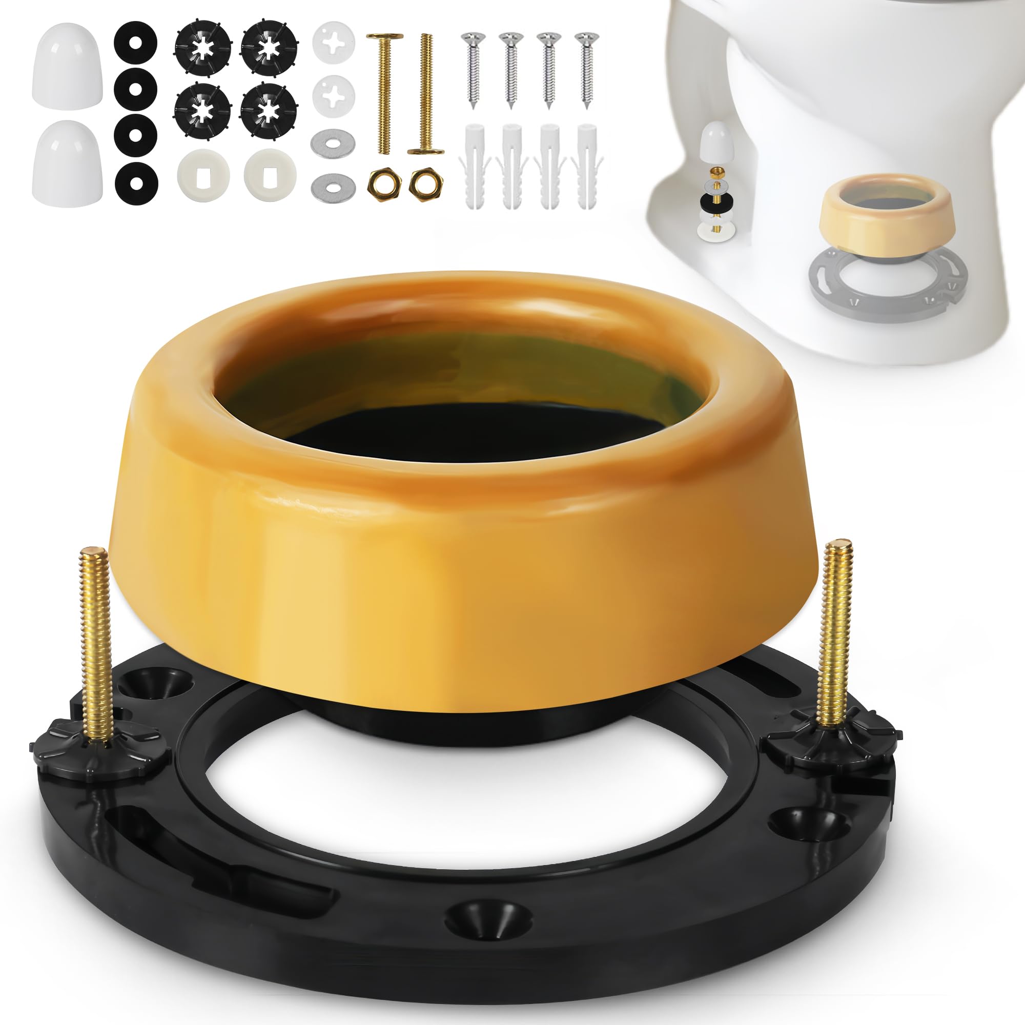 Photo 1 of Toiglo Toilet Flange with Extra Thick Wax Ring Kit - Toilet Wax Ring Replacement Kit for Toilets Install or Toilet Leak Repair Fits 3 inch or 4 inch Waste Lines