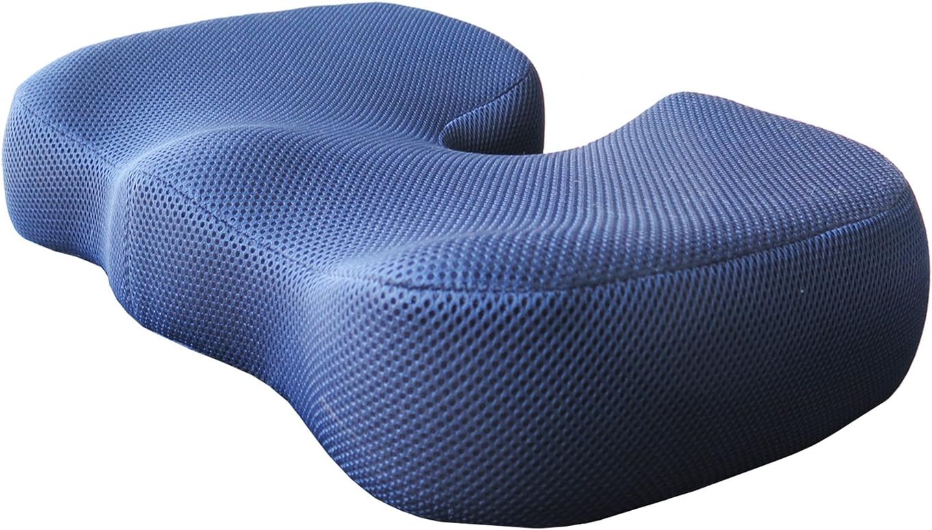 Love Home 3D Ventilative Mesh Coccyx Orthopedic Memory Foam Seat Cushion/seat Pad/chair Pad/ Chair Cushion/ Office Cushion/car Cushion/stool Cushion-relieve Spinal Compression Nerve Pain, Sciatica and Pressure Off Back and Legs (Navy blue with 3D Mesh cover)