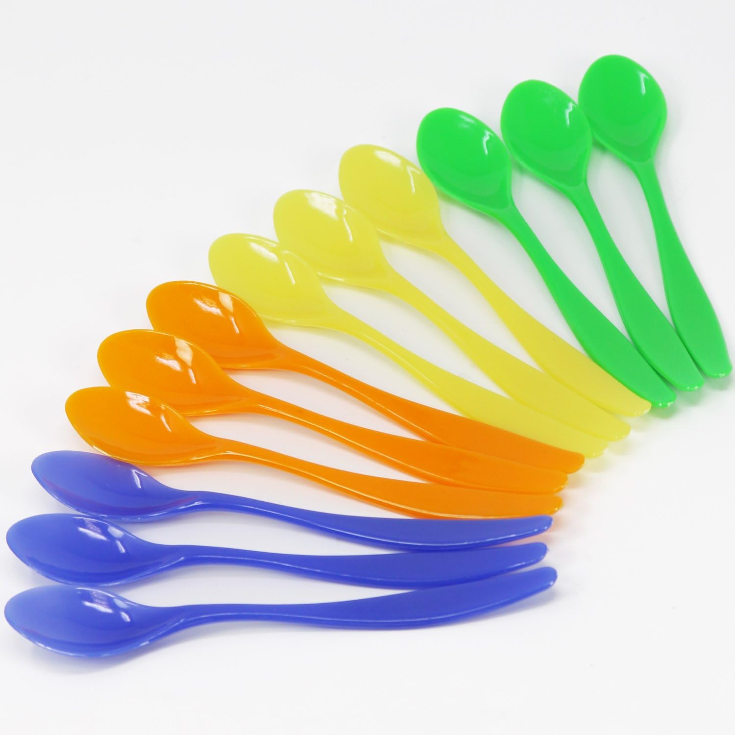 com-four® 24x Plastic Egg Spoon - Plastic Spoons for Children and Adults - Dessert or Caviar Spoon in Blue, Yellow, Green and Orange - 14 cm Long (24 Pieces) - Image 4