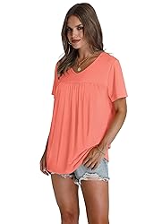 T Shirts for Women Short Sleeve Pleated Oversized