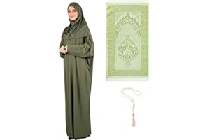 Prien Women Prayer Dress With Hijab Rug Tasbih Muslim Set Islamic Clothes Abaya Jilbab Dubai Kaftan For Eid Ramadan