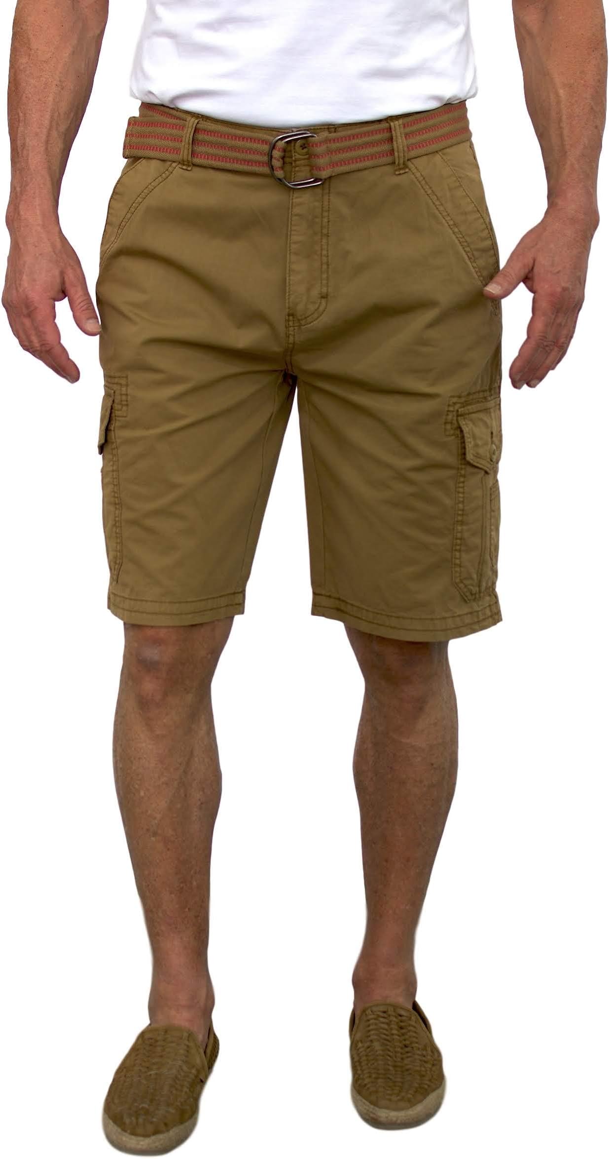 short fin 100% Cotton Mens Cargo Shorts with a Belt