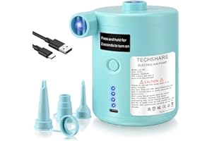 TECHSHARE Air Pump for Air Mattress, Air Mattress Pump for Inflatables, Quick Fill Inflator Deflator Air Pump Perfect for Outdoor Camping Inflatable Boat Blow Up Pool Water Toy Car Air Bed