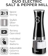 Tower T847004B Electric Salt and Pepper Mills Black Chrome Battery Operated view 2