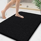 Arotive Bathroom Rugs 36x24, Extra Soft Absorbent Shaggy Chenille Bath Rugs, Machine Washable Rubber Backing Non-Slip Bath Mats for Bathroom Floor Tub and Shower, Home Decor Accessories, Black