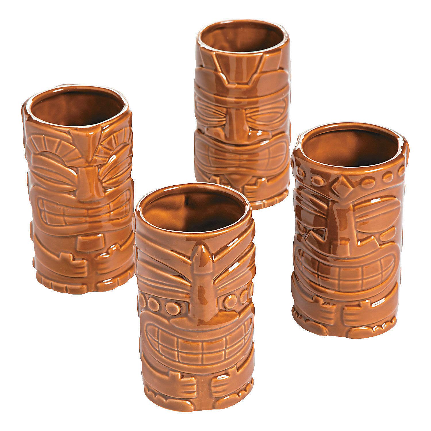 Photo 1 of Fun Express Ceramic Tiki Tumbler Mugs (4 cup set) Luau Tropical Party Decorations
