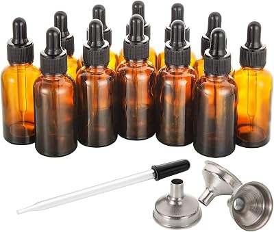 AOZITA 12 Pack 60ml Glass Dropper Bottles with Pipettes & Funnels
