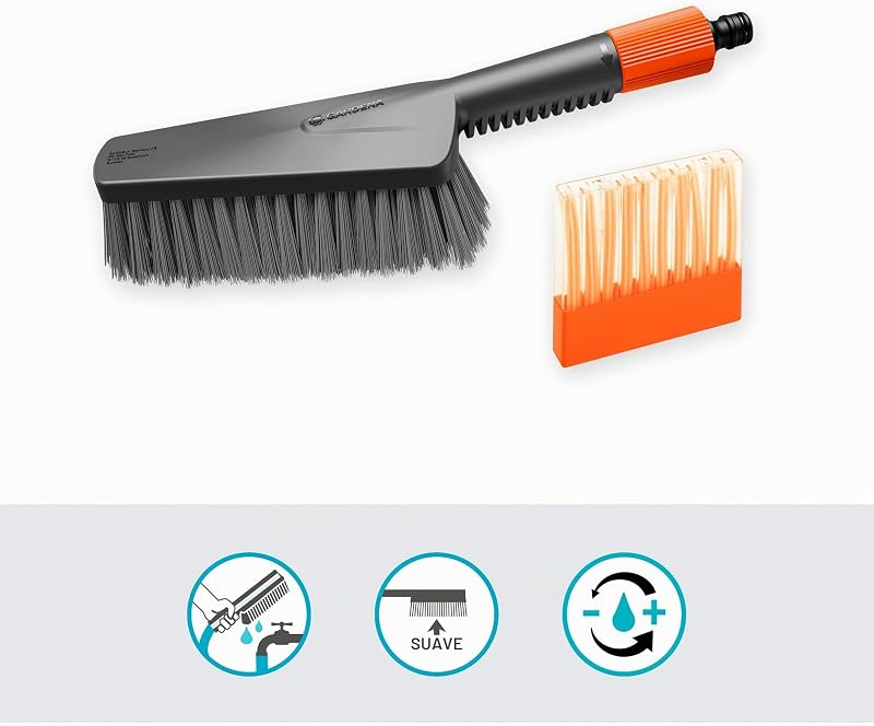 Cleansystem Wash Set com Escova de Mão M Soft: para superfícies pequenas e delicadas, com fluxo ajustável, incluindo barras de champô para limpeza eficaz (18863-20)
