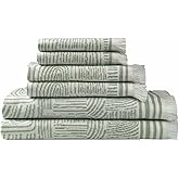 SOFE H&L | Arcana Luxury Turkish Cotton Towels Set of 6 (2 Bath Towels 2 Hand Towels 2 Wash Cloths) Green | Thin Bath Towels, Soft, Durable, Absorbent - Hotel Quality Towel Sets for Bathroom