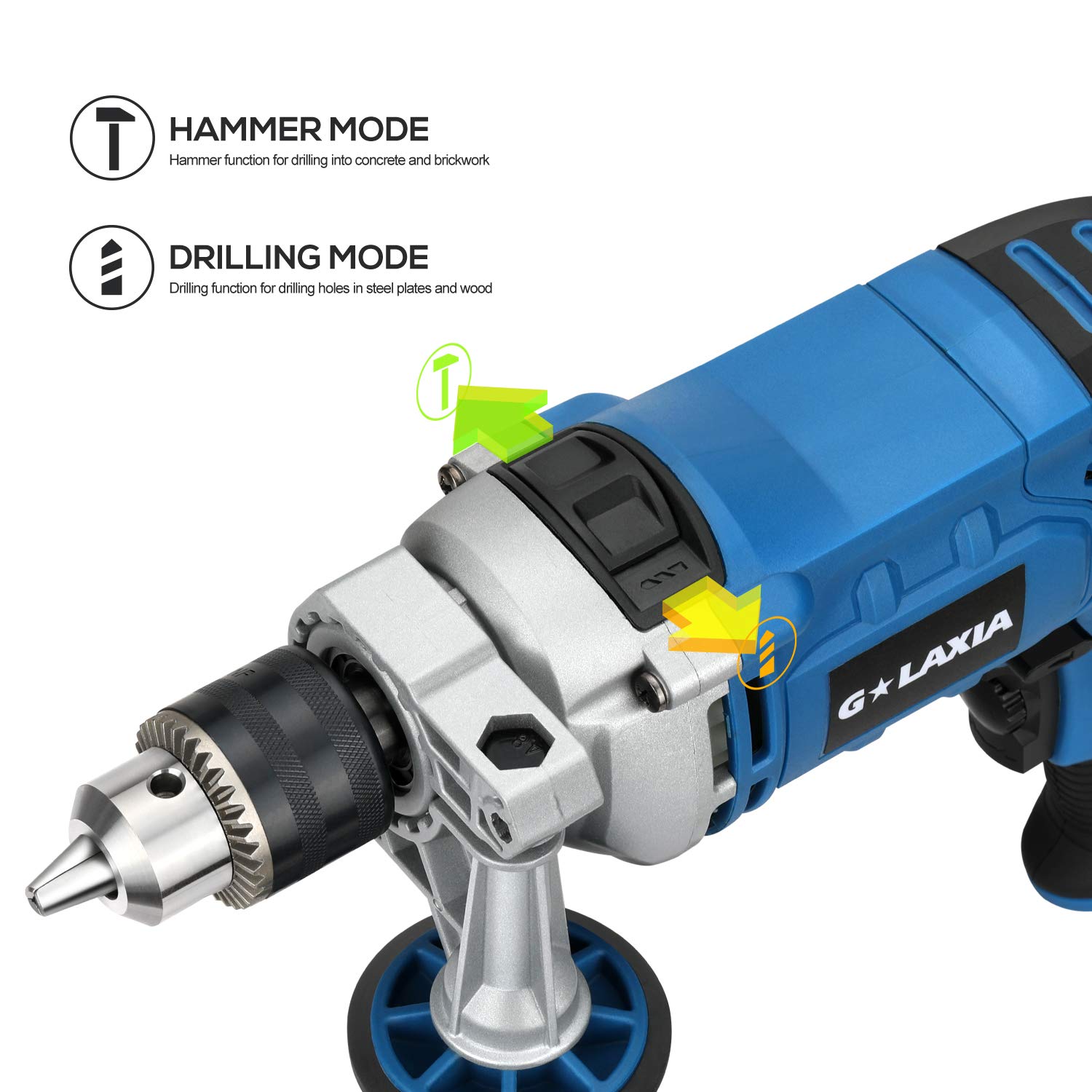 Trapano A Percussione B-Black 950W - 13mm Con Impugnatura Girevole E Doppia Modalità - Foto 12