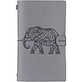 InnoBeta Elephant Gifts Journal for Elephant Lover - 7.8"x5" Leather Embossed Refillable Notebook - Gifts for Appreciation, Congratulations, Christmas and Birthday