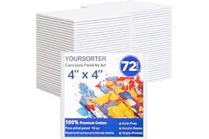 YOURSORTER Mini Canvas for Painting 4x4 inch, 72 Pack Small Canvases Bulk for Kids Art Novices, Acrylic Oil Painting Canvases for Leisure Art, Blank Canvas Panels Gesso Primed Acid-Free 100% Cotton