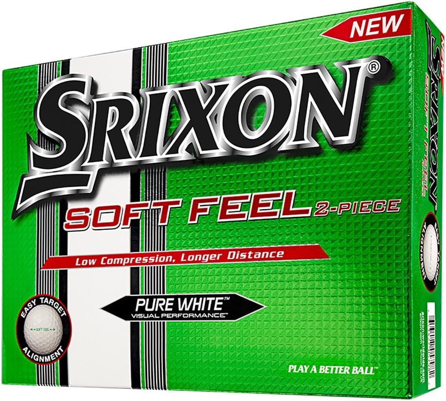 6 Dozen NEW Srixon Golf Soft Feel 72 Golf Balls - White 2 Piece Straight