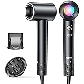 Ionic Hair Dryer with Diffuser - 160000RPM High-Speed Blow Dryer, 500 Millons Ions Frizz Free, Fast Drying for Women, Lightweight, Quiet, Professional Dryer for Curly or Straight Styles, Black