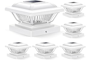 LETMY Solar Post Cap Lights Outdoor, 6 Pack Solar Powered Fence Post Cap Lights, High Brightness Solar Outdoor Post Lights Waterproof for 4x4, 4.5x4.5, 5x5 Posts Fence Deck Patio Garden Decoration
