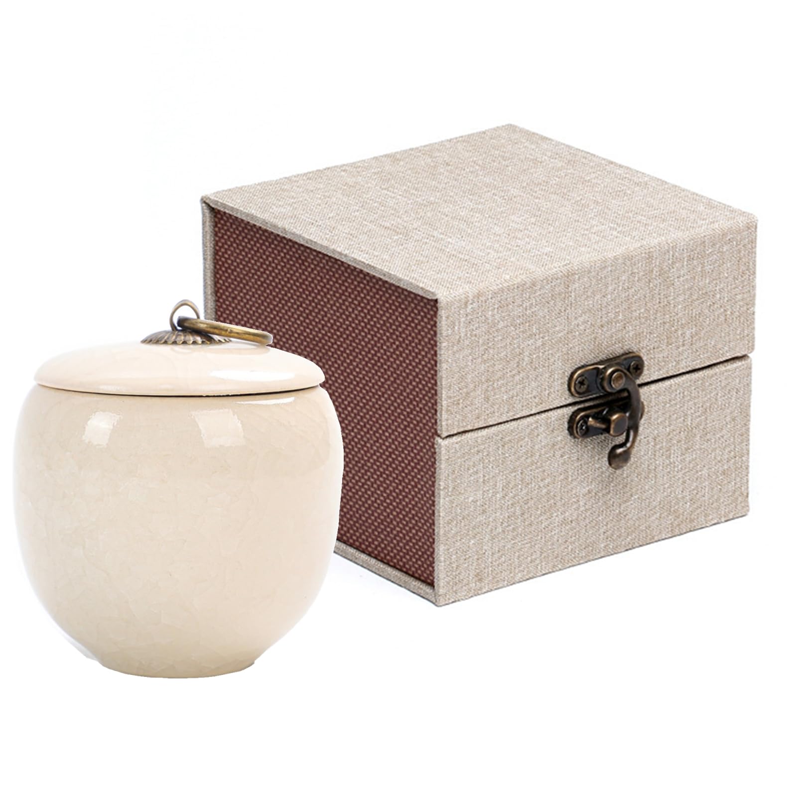 Handicrafted Ceramics Mini Pet Urns, Cremation Urns Memorial Ashes Holder, Pet Coffin, Beautiful Ashes Keepsake, Sealed Ceramic (White)