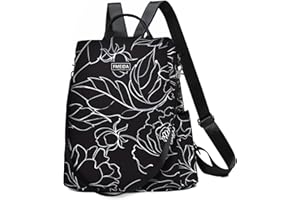 Fmeida Women's Anti-Theft Backpack Purse | Lightweight Travel Daypack for College, Work & Outdoor | Nylon Back pack with Minimalist Floral Design