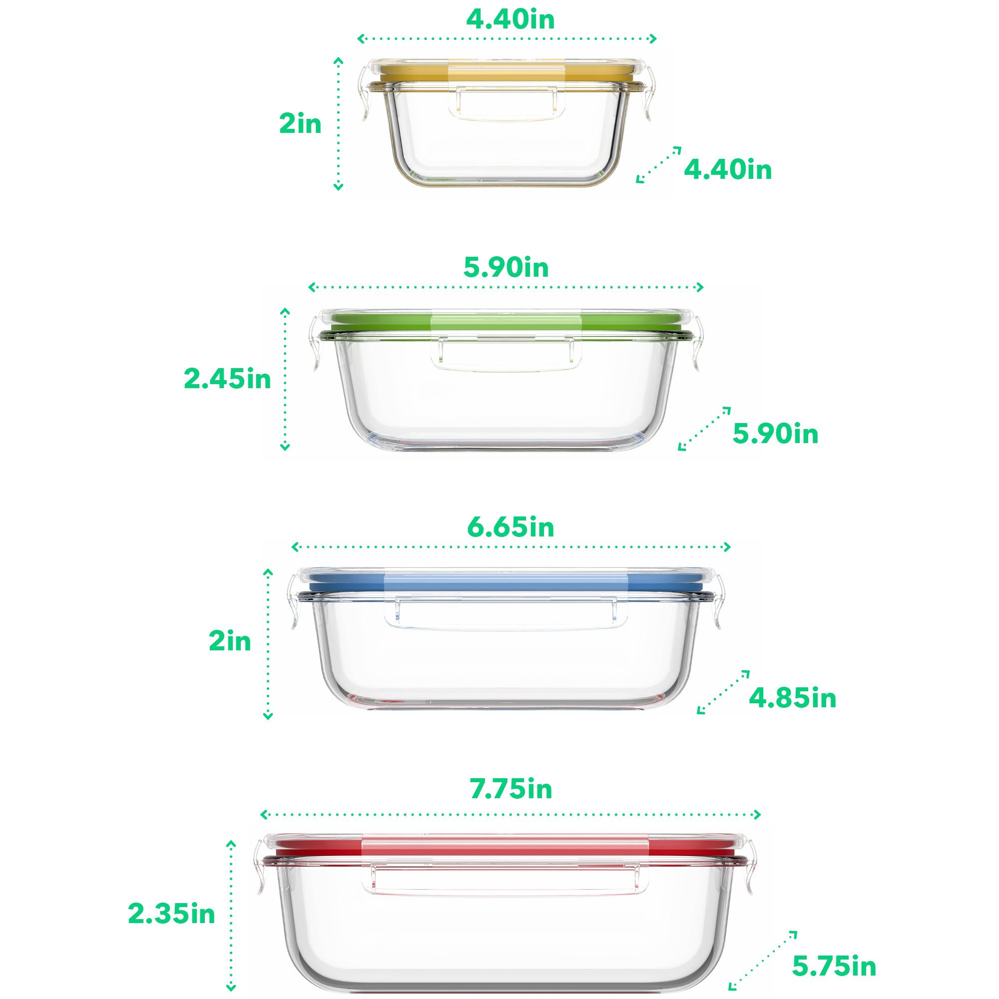 Vremi 18 Piece Glass Food Storage Containers with Locking Lids BPA