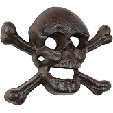 Skull Crossbones Wall Mount Bottle Opener - Metal Cast Iron Beer Cap Tool - Rustic Wall Decor for Home, Kitchen, Bar or Man Cave - Skeleton Gifts for Men, Dad, Grandpa - Pirate Accessories 3