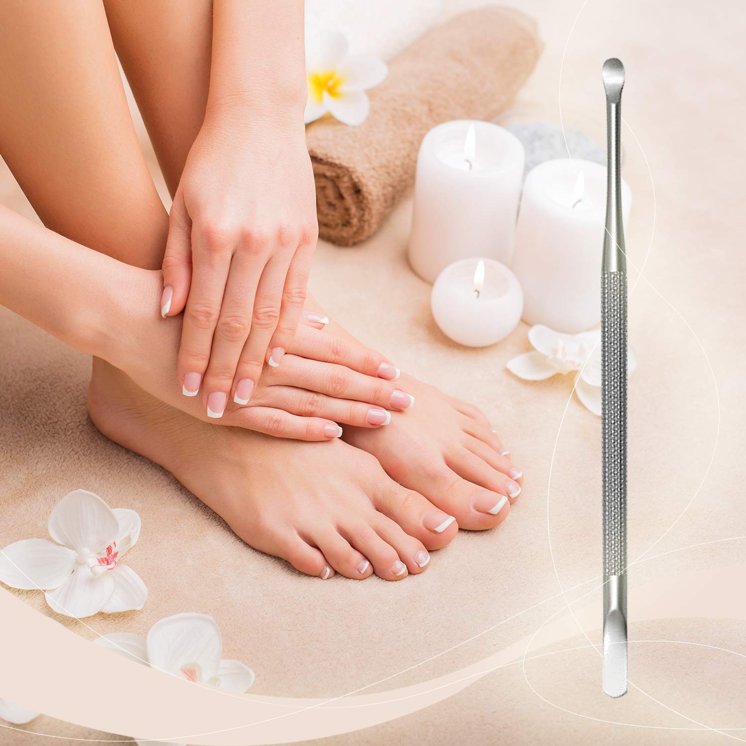 Professional Cuticle Pusher and Spoon Nail Cleaner | Dual Sided Stainless Steel Pusher and Nail Cleaner | For Nail And Cuticle Care | by Sterling Beauty Tools: Beauty