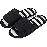 shevalues Womens Open Toe House Slippers Soft Cotton Indoor Slippers Slip-on Memory Foam Bedroom Slippers Home Shoes