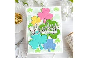 FAWENUCY Scrapbooking Die-Cuts for Card Making, Christmas Metal Cutting Dies, Paper Craft Punch Template, Background Embossing Stencils, DIY Album Décor (Lucky Clover-9.6x12.6cm)