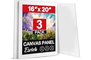 ESRICH Canvases for Painting 16x20 Inch, 3 Pack Canvas Boards for Painting Cotton Primed Acid Free Large Blank Canvas Panels for Oil Paint, Watercolor, Acrylic Paint, Gouache and Tempera.